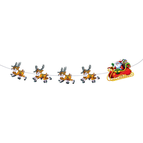 Beistle Santa and Sleigh Streamer 8' (1/Pkg) Party Supply Decoration : Christmas/Winter