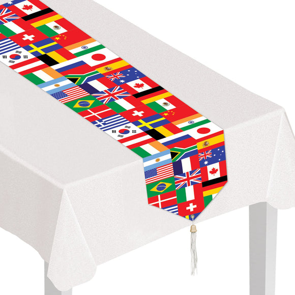 Beistle Printed International Flag Table Runner - Party Supply Decoration for International