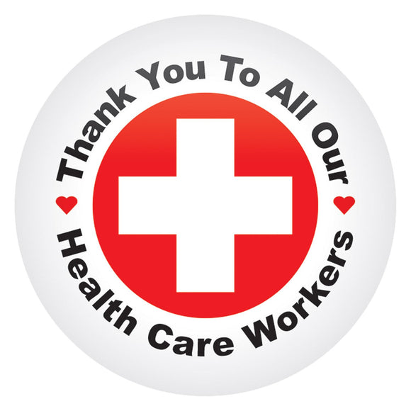 Beistle Thank You To All Our Health Care Workers Button - Party Supply Decoration for Patriotic