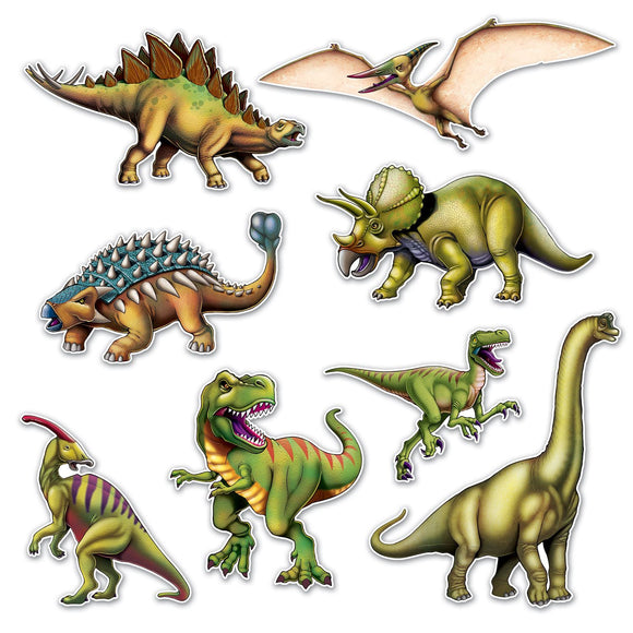 Beistle Dinosaur Cutouts   (8/Pkg) Party Supply Decoration : Dinosaurs