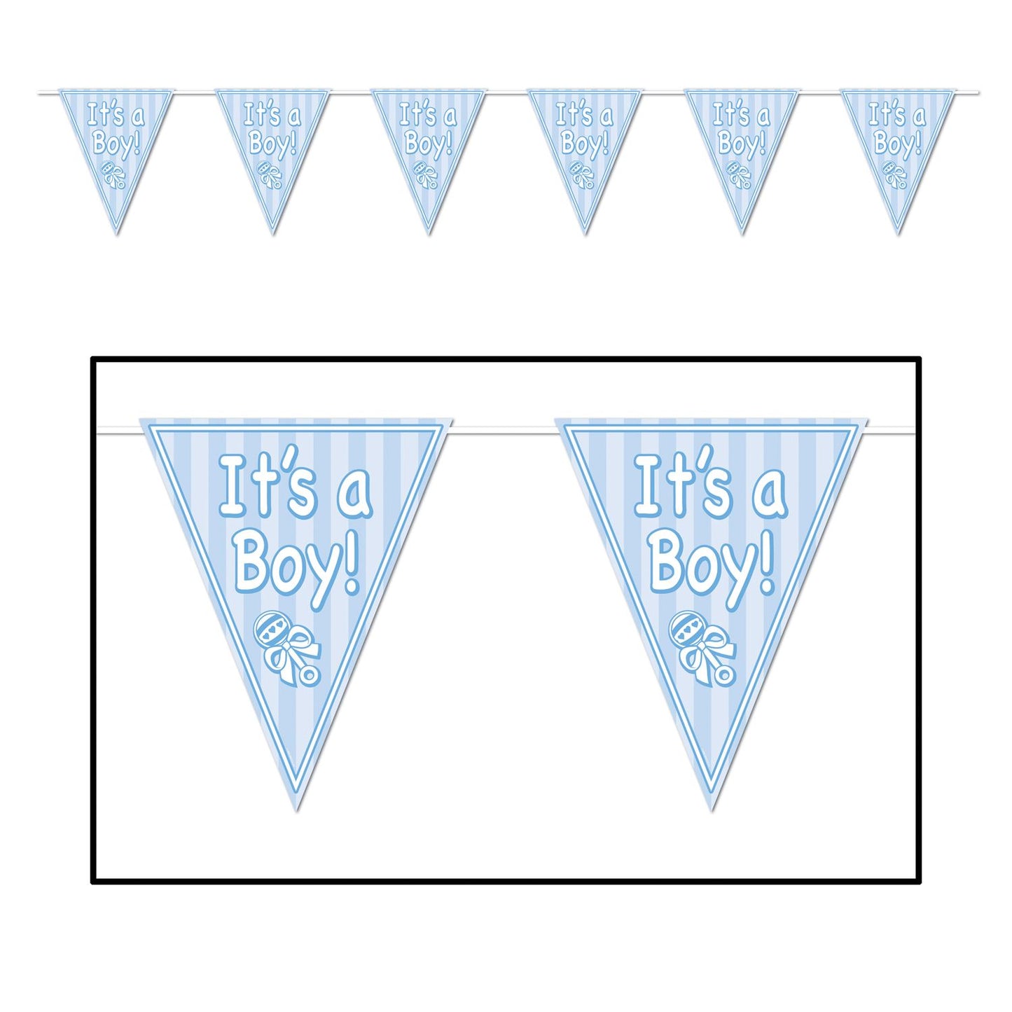 Beistle It's A Boy Pennant Banner 11 in  x 12' (1/Pkg) Party Supply Decoration : Baby Shower