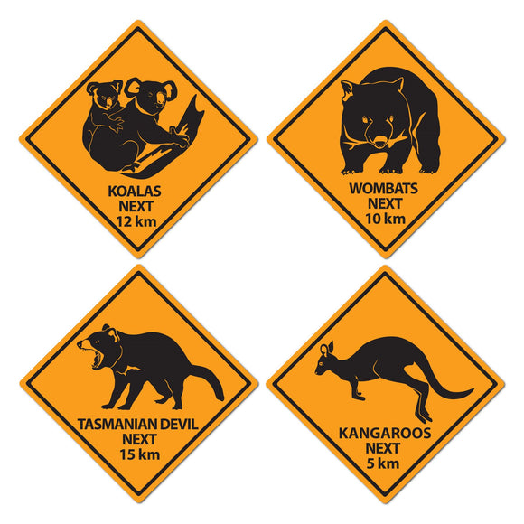 Beistle Outback Road Sign Cutouts (4/pkg) 17 in  (4/Pkg) Party Supply Decoration : Australian