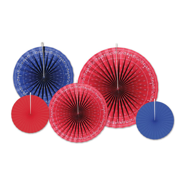 Beistle Bandana Accordion Paper Fans - Party Supply Decoration for Western