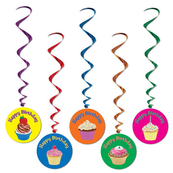Beistle Happy Birthday Whirls (5/pkg) - Party Supply Decoration for Birthday