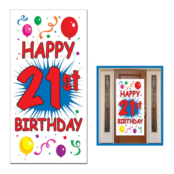 Beistle 21st Birthday Door Cover - Party Supply Decoration for 21st Birthday