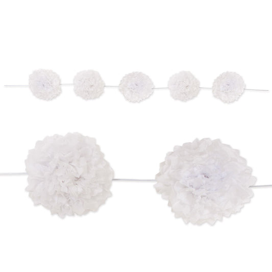 Beistle White Tissue Flower Garland - Party Supply Decoration for Wedding