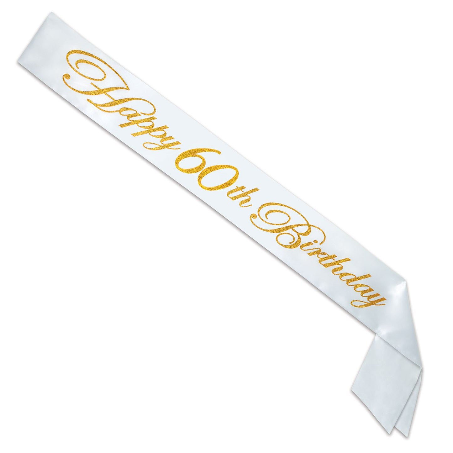 Beistle Glittered Happy 60th Birthday Satin Sash - Party Supply Decoration for Birthday