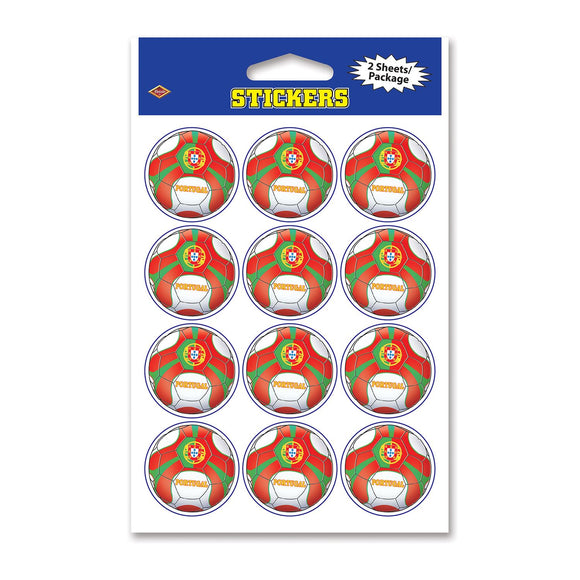 Beistle Portugal Soccer Stickers (2 Sheets Per Package) - Party Supply Decoration for Soccer
