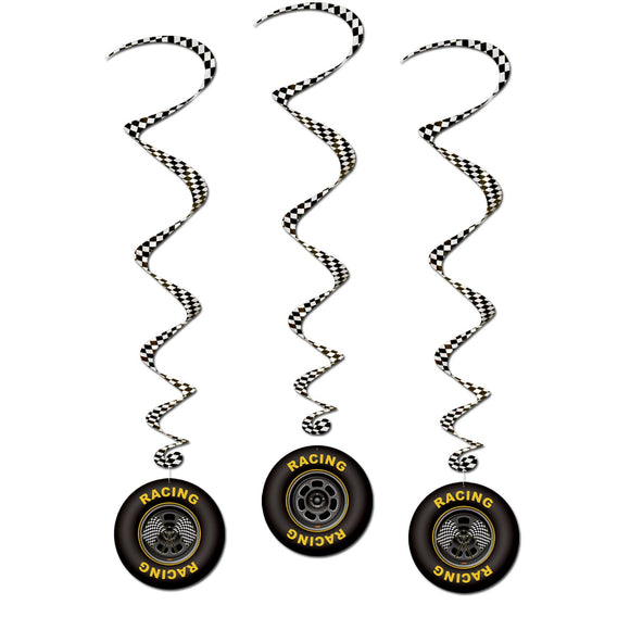 Beistle Race Car Whirls (3/pkg) - Party Supply Decoration for Racing