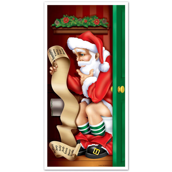 Beistle Santa Restroom Door Cover - Party Supply Decoration for Christmas / Winter