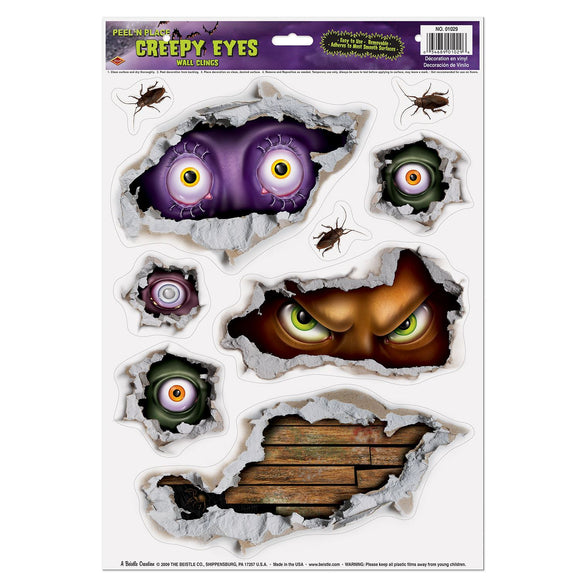 Beistle Creepy Eyes Peel N Place (5/sheet) - Party Supply Decoration for Halloween