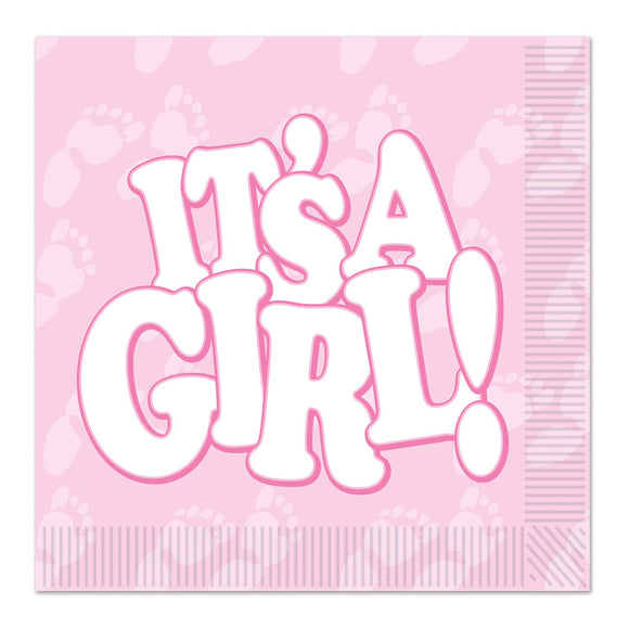 Beistle It's A Girl! Beverage Napkins - Party Supply Decoration for Baby Shower