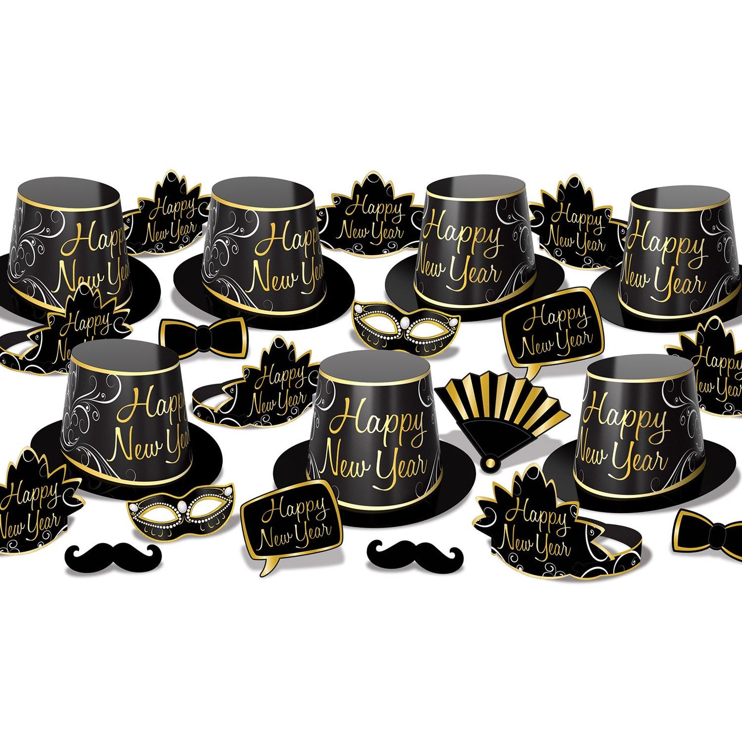 Beistle Simply Paper New Year Asst for 50 - Party Supply Decoration for New Years