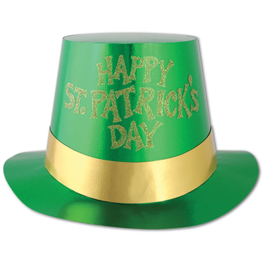 Beistle Green Happy St Patricks Day Foil Hi-Hat (sold 25 per box)   Party Supply Decoration : St. Patricks