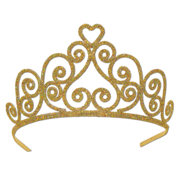 Beistle Heart Gold Glittered Tiara - Party Supply Decoration for General Occasion