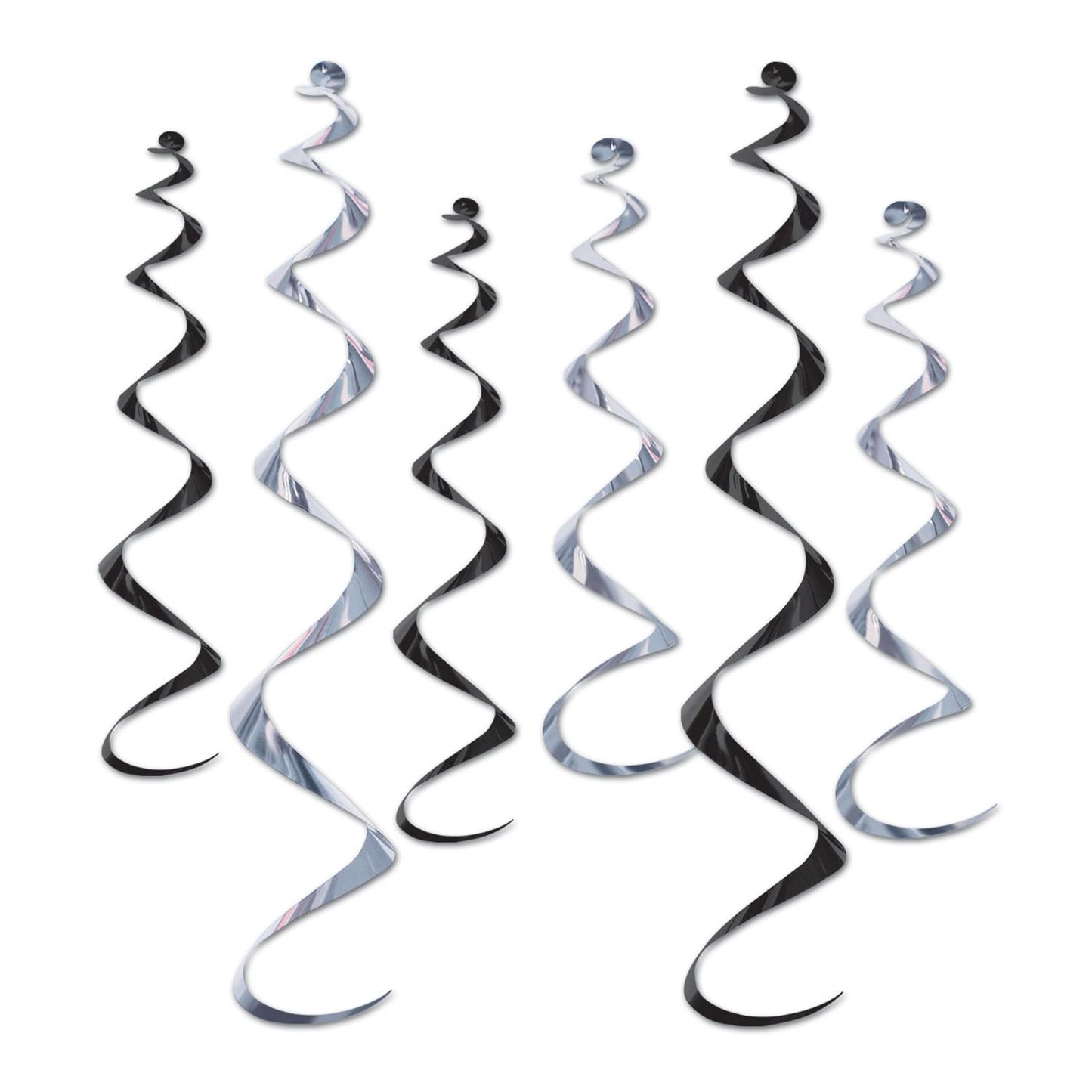 Beistle Black and Silver Twirly Whirlys - Party Supply Decoration for General Occasion