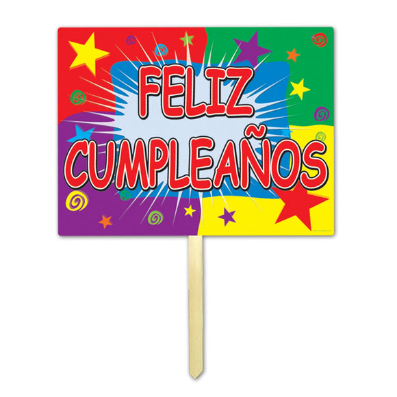 Beistle Feliz Cumpleanos Yard Sign 11 in  x 15 in   Party Supply Decoration : Birthday
