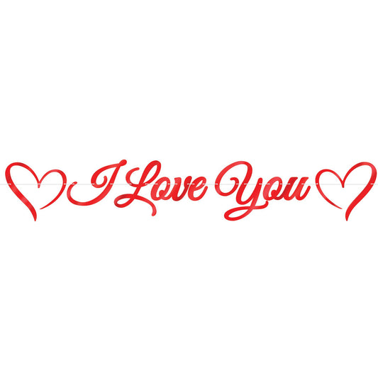 Beistle Foil I Love You Streamer 11 in  x 6' (1/Pkg) Party Supply Decoration : Valentines
