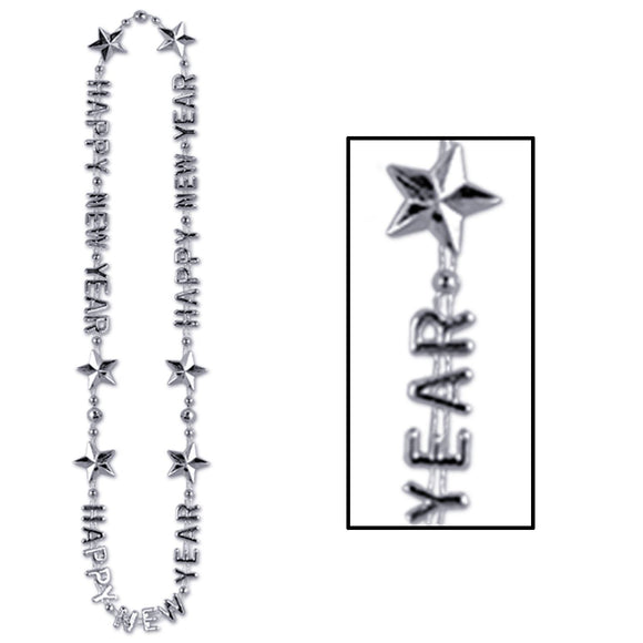 Beistle Silver Happy New Year Beads-of-Expression (1/pkg) - Party Supply Decoration for New Years