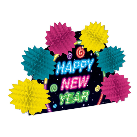 Beistle Neon Happy New Year Pop-Over Centerpiece 10 in  (1/Pkg) Party Supply Decoration : New Years