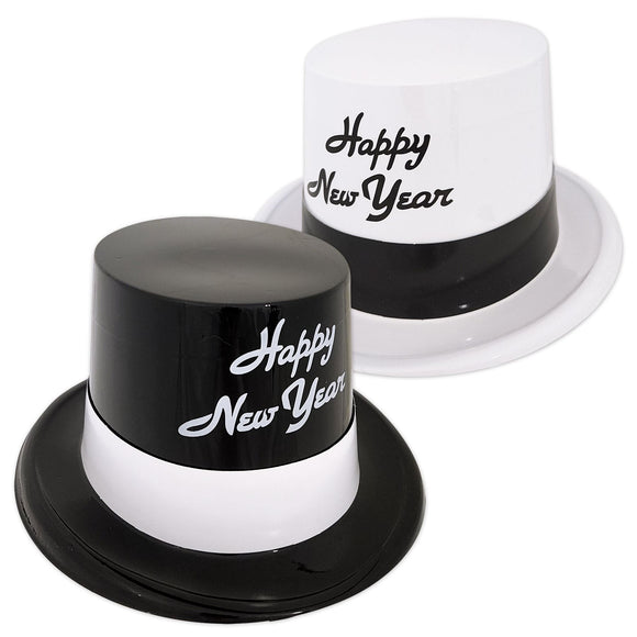 Beistle Black and White Happy New Year Legacy Top Hats   Party Supply Decoration : New Years