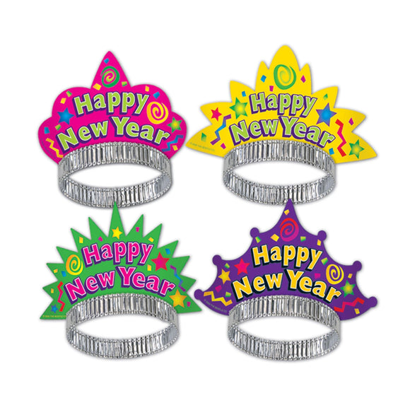 Beistle Color-Brite New Year Tiaras (sold 50 per box) - Party Supply Decoration for New Years