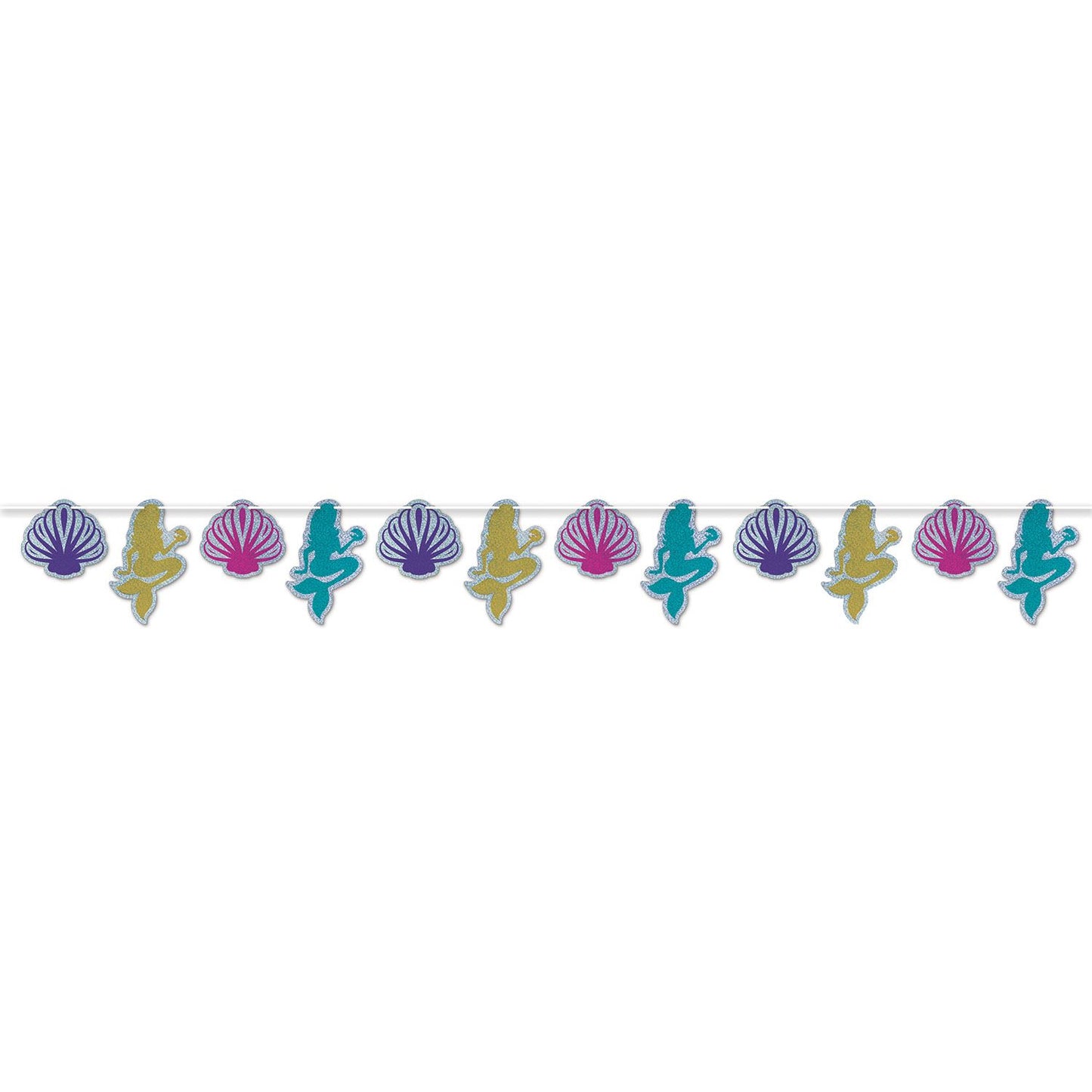 Beistle Mermaid & Seashell Streamer 90.25 in  x 9' (1/Pkg) Party Supply Decoration : Mermaid