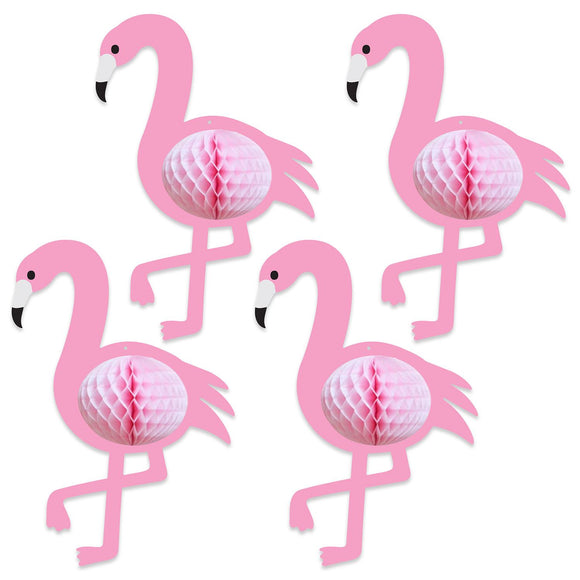 Beistle Tissue Flamingos Hanging Decoration - Party Supply Decoration for Luau