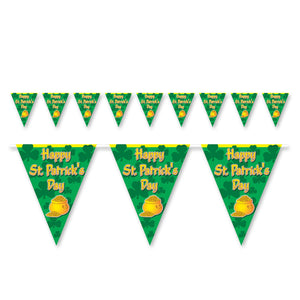 Beistle Happy St. Patrick's Day Pennant Banner 11 in  x 12' (1/Pkg) Party Supply Decoration : St. Patricks