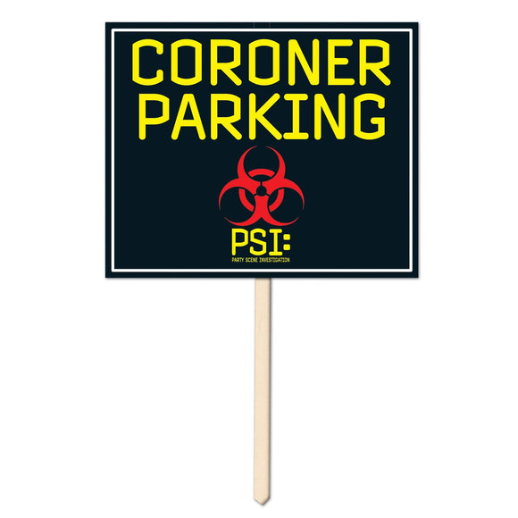 Beistle Coroner Parking Yard Sign 12 in  x 15 in   Party Supply Decoration : Crime Scene