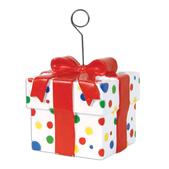 Beistle Polka Dot Gift Box Photo/Balloon Holder - Party Supply Decoration for Birthday