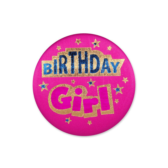 Beistle Birthday Girl Satin Button - Party Supply Decoration for Birthday