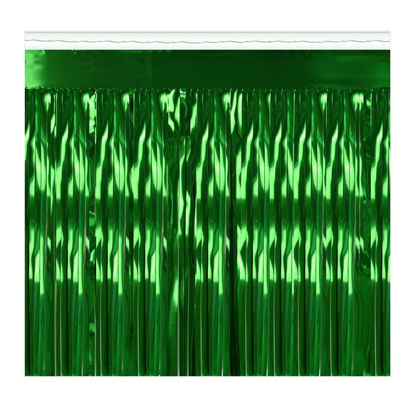 Beistle Green 1-Ply Metallic Fringe Drape - Party Supply Decoration for General Occasion