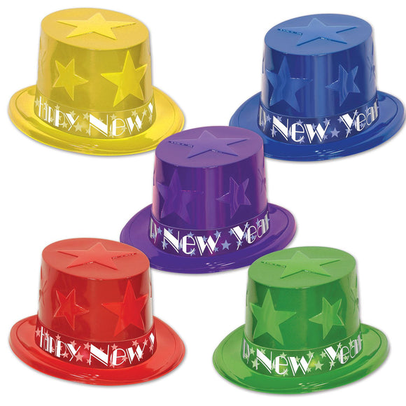 Beistle Assorted Colors New Year Star Top Hat Party Pack of 25   Party Supply Decoration : New Years