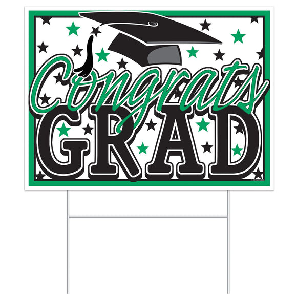 Beistle All-Weather Congrats Grad Yard Sign - Green 110.5 in  x 150.5 in  (1/Pkg) Party Supply Decoration : Graduation