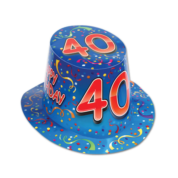 Beistle Blue Happy 40 Birthday Hi-Hat (sold 25 per box)   Party Supply Decoration : Birthday-Age Specific