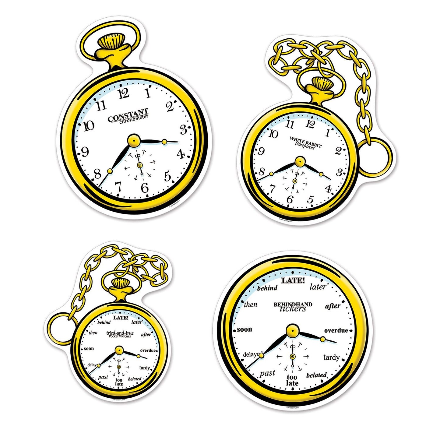 Beistle Clock Cutouts   (4/Pkg) Party Supply Decoration : Alice In Wonderland