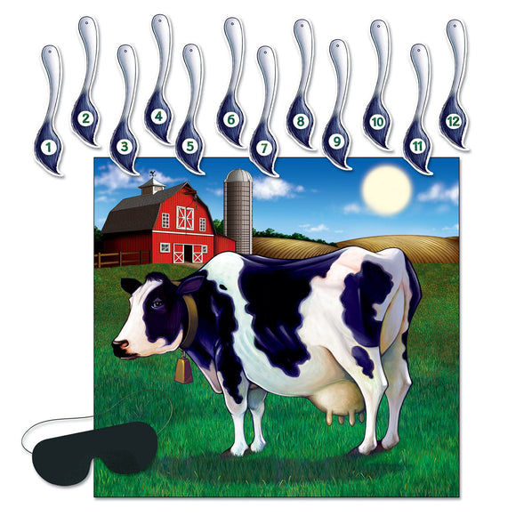 Beistle Pin The Tail On The Cow Game - Party Supply Decoration for Farm