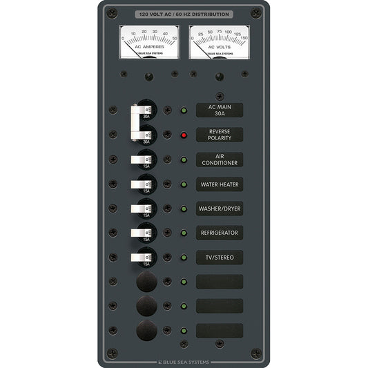 Blue Sea 8074 AC Main +8 Positions Toggle Circuit Breaker Panel - White Switches [8074]