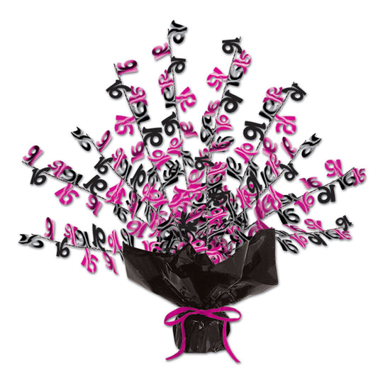 Beistle Black and Cerise 16 Gleam 'N Burst Centerpiece 15 in  (1/Pkg) Party Supply Decoration : Sweet 16