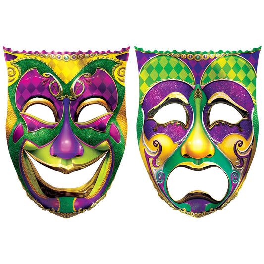 Beistle Jumbo Foil Comedy & Tragedy Face Cutout  (2/Pkg) Party Supply Decoration : Mardi Gras