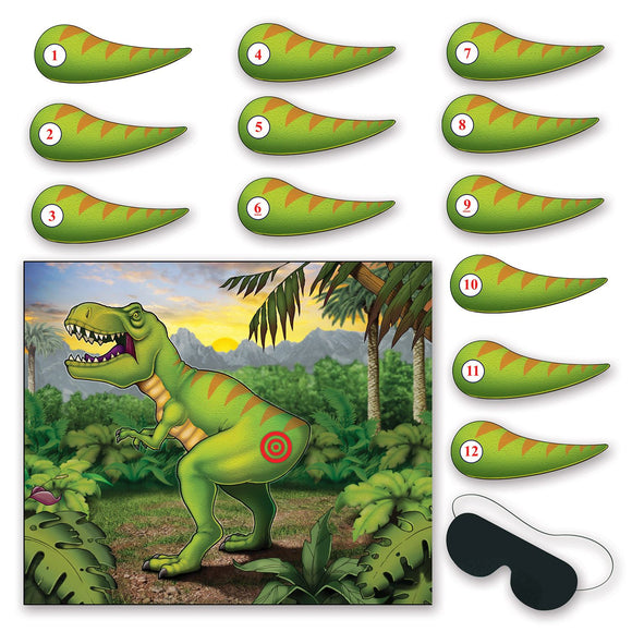 Beistle Pin The Tail On The Dinosaur Game - Party Supply Decoration for Dinosaurs