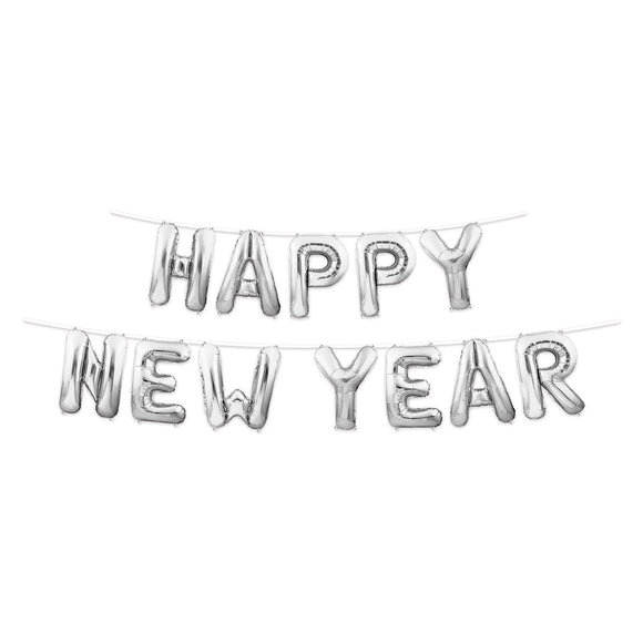 Beistle Happy New Year Balloon Streamer 140.25 in  x 12' (1/Pkg) Party Supply Decoration : New Years