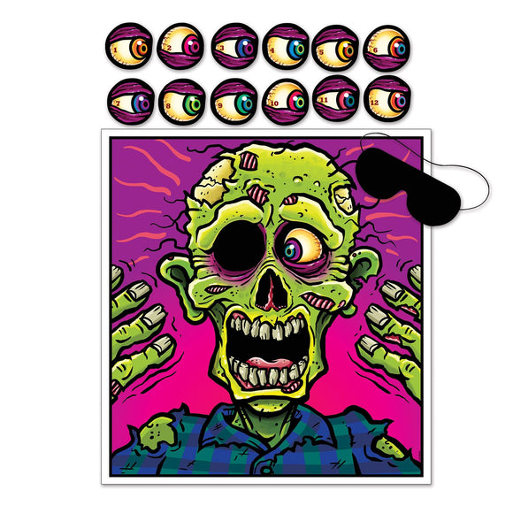 Beistle Pin The Eyeball Zombie Game - Party Supply Decoration for Halloween