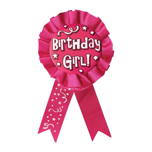 Beistle Cerise Birthday Girl Rosette Award Ribbon - Party Supply Decoration for Birthday