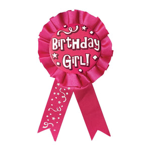 Beistle Cerise Birthday Girl Rosette Award Ribbon - Party Supply Decoration for Birthday