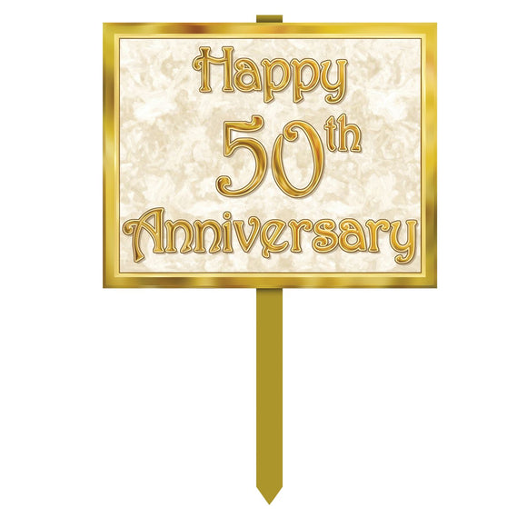 Beistle 50th Anniversary Yard Sign 12 in  x 15 in   Party Supply Decoration : Anniversary