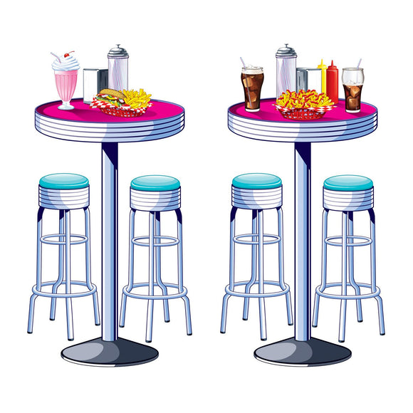 Beistle Soda Shop Tables and Stools Props (2/pkg) - Party Supply Decoration for 50's/Rock & Roll
