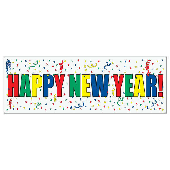 Beistle Happy New Year Sign Banner 5' x 21 in  (1/Pkg) Party Supply Decoration : New Years
