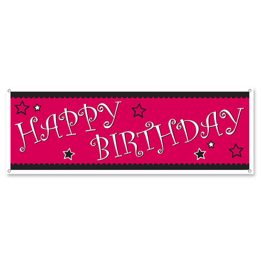 Beistle Happy Birthday Sign Banner 5' x 21 in  (1/Pkg) Party Supply Decoration : Birthday